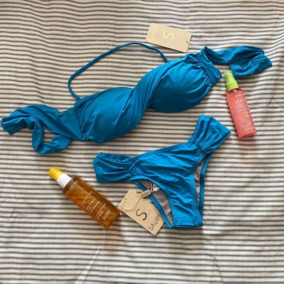 Reformation Other - Sauipe Olivia Blue Twisted Top Bikini Swimsuit